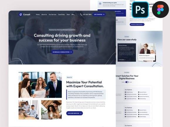 Building Trust and Authority with a Business Consulting Website UI Figma Template