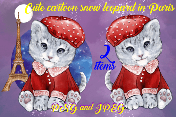 Cute Cartoon Snow Leopard in Paris Set: A Strategic Asset for Visual Branding