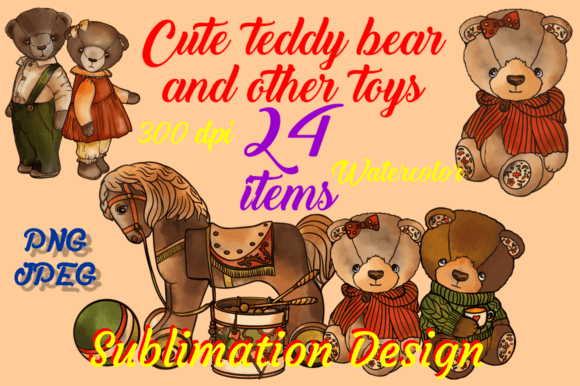 Cute Teddy Bear Watercolor Art for Design