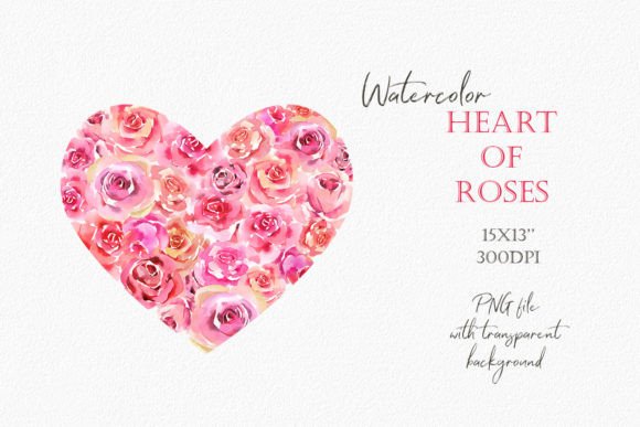 Elevate Your Creative Projects with a Watercolor Pink Roses Heart Illustration