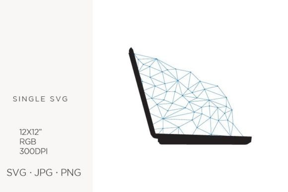 Laptop and Blue Mesh Lines Vector Art