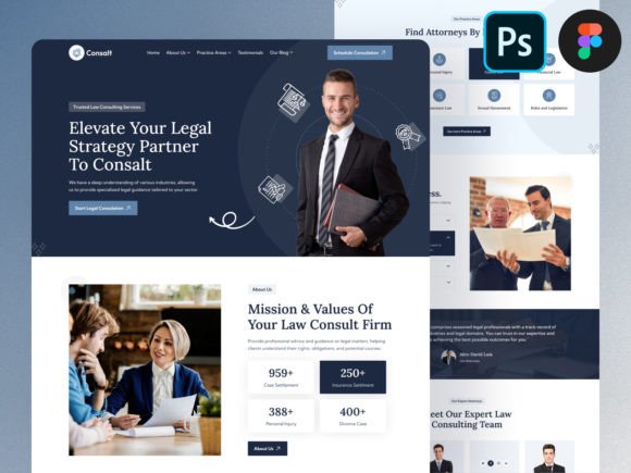 Transforming Legal and Consulting Brands with a Modern Law Consulting Website Ui PSD Figma