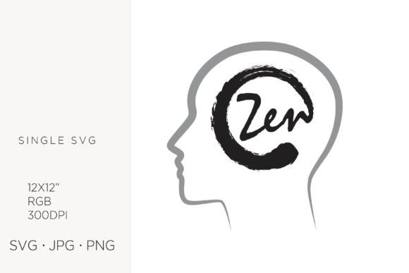 Unlocking Creative Potential with the Word and Zen Symbol Inside Human Head, V Vector Artwork