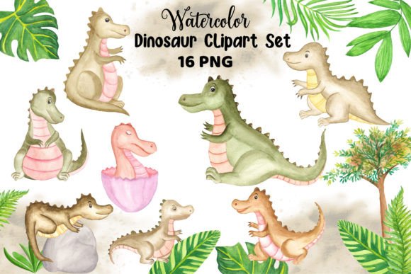 Watercolor Dinosaur Clipart Set: A Versatile Resource for Creative Projects