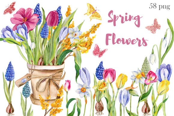 Watercolor Spring Flowers Bouquet Guide